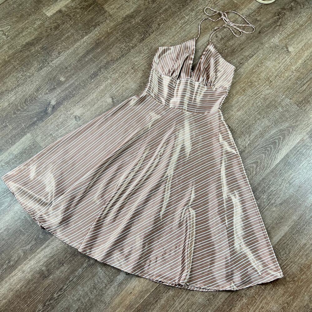 Alyn Paige Dress brown and white striped halter top dress - Picture 2 of 6